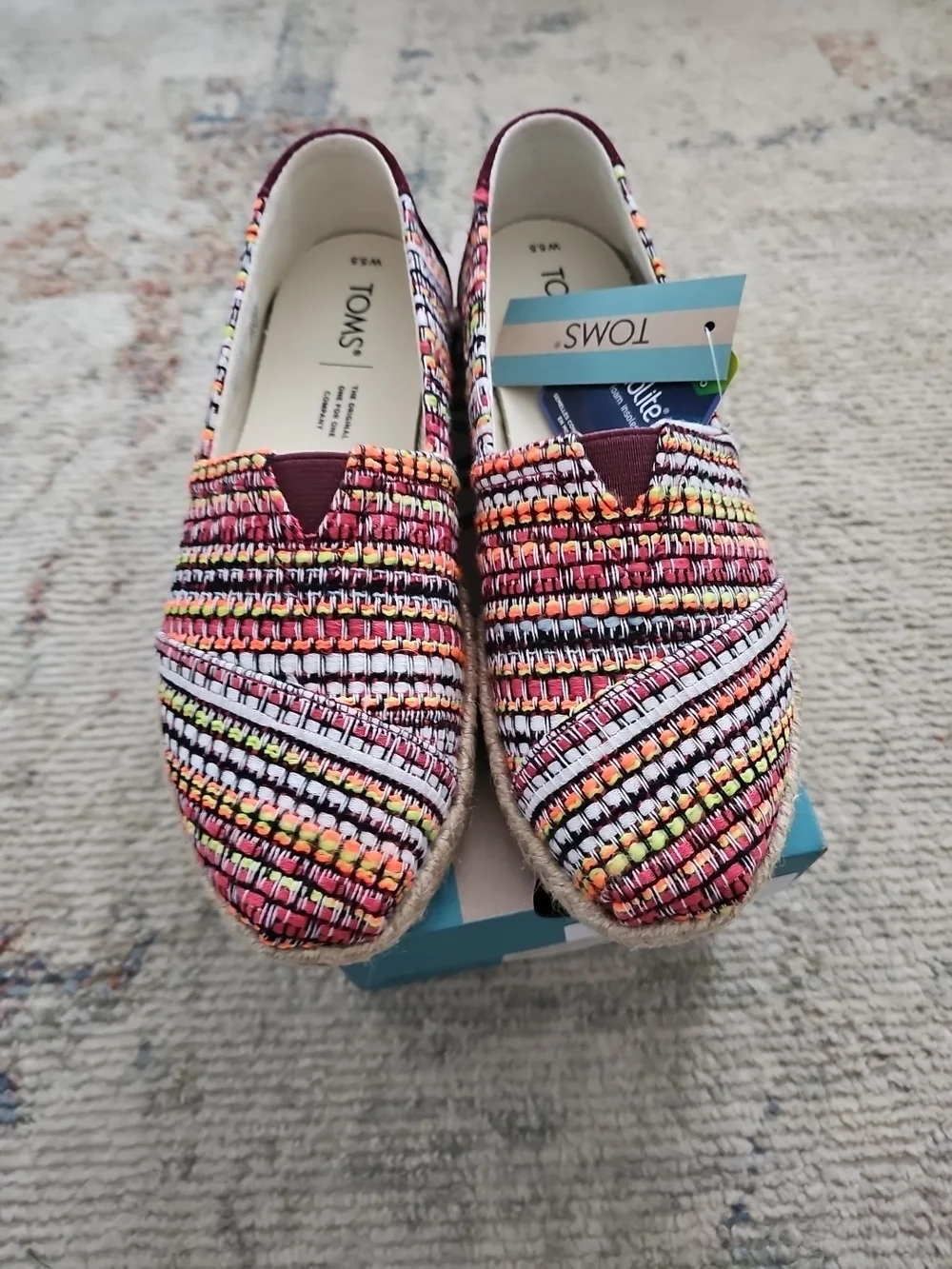 Tom's Alpargata‎ Slip On Cherry Tomato Global Woven Size 5.5 W